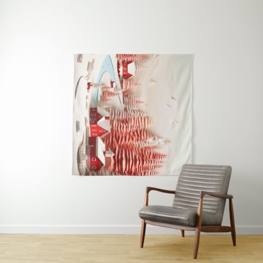 Tenture Paysage d'hiver scandinave en 3D (En situation (horizontale))