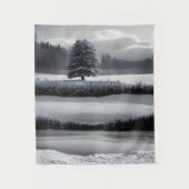 Tenture Paysage et arbre d'hiver, noir et blanc - art (Devant)