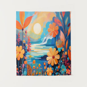 Tenture Paysage floral au coucher du soleil Art de la natu