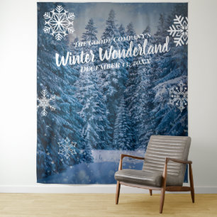 Tenture Paysage hivernal enneigé Décor de fête