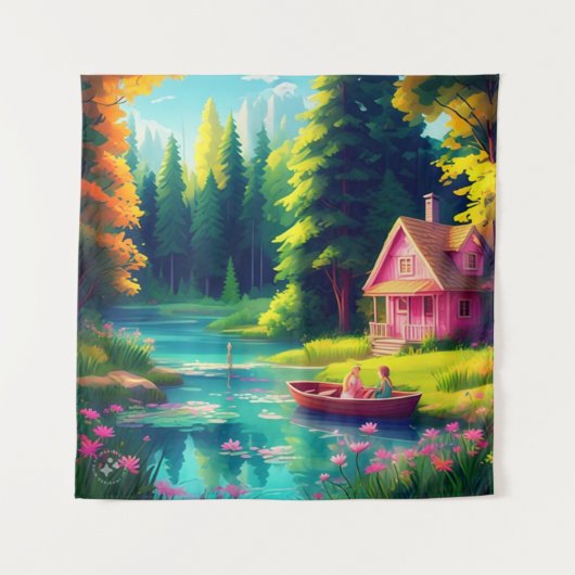 Tenture Paysage naturel avec gîte rose (Devant)