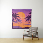 Tenture Paysage panoramique : coucher de soleil avec palmi (En situation)