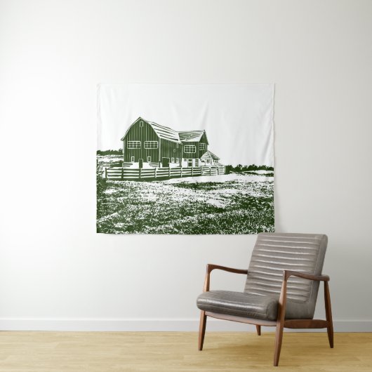 Tenture Paysage rural maison de ferme de style coupe (En situation (horizontale))