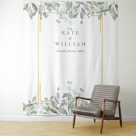 Tenture Paysage Sage Lilac Mariage Photo Booth fond (En situation)