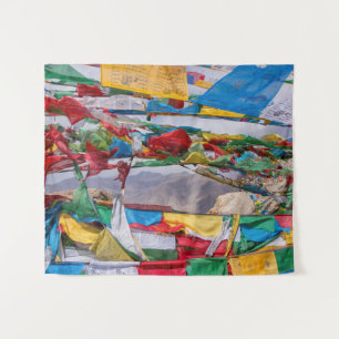 Tenture Paysage tibétain avec drapeaux de prière - Himalay