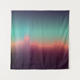 Tenture Paysage urbain numérique, carrés colorés.
