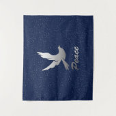 Tenture Peace Dove en argent sur un Arrière - plan étoilé (Devant)