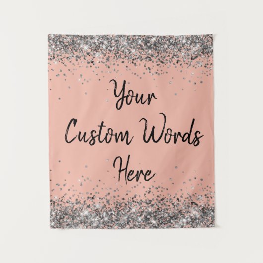 Tenture Peach Argent Noir fête d'anniversaire Photo Booth  (Devant)