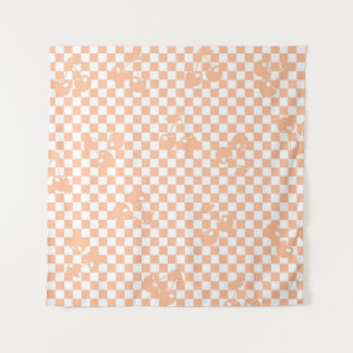 Tenture Peach Fuzz Cherry En vichy Motif
