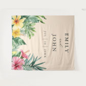 Tenture Peach Tropical Flowers Mariage Photo Contexte (Devant (Horizontal))