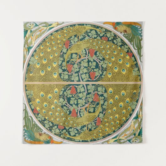 Tenture Peacock Art Nouveau Style rond design complexe (Devant)