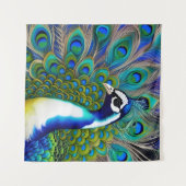 Tenture Peacock blanc bleu et vert Piebald (Devant (Horizontal))