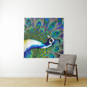 Tenture Peacock blanc bleu et vert Piebald (En situation (horizontale))