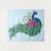 Tenture Peacock Blue Lotus Fleur Henné (Devant (Horizontal))