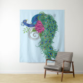 Tenture Peacock Blue Lotus Fleur Henné (En situation)