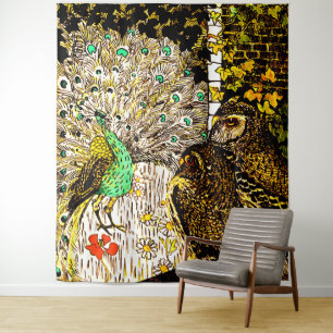 Tenture Peacock et Owls Art nouveau néerlandais