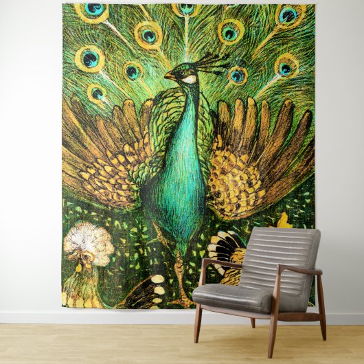 Tenture Peacock et poulets Art nouveau néerlandais (En situation)