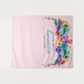 Tenture Peacock Feather Flowers Quinceañera Fond photo (Devant (Horizontal))