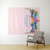 Tenture Peacock Feather Flowers Quinceañera Fond photo (En situation (horizontale))