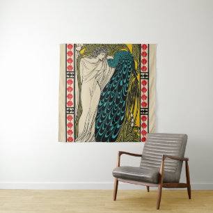 Tenture Peacock Fine Art Bird Nouveau