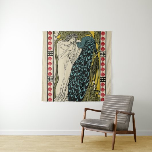 Tenture Peacock Fine Art Bird Nouveau (En situation)