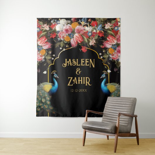 Tenture Peacock Moody Floral Indian Photo Contexte (En situation)
