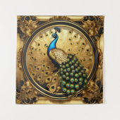 Tenture Peacock or et cadre ornemental noir (Devant)