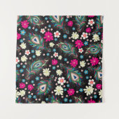 Tenture Peacock Plumes Broderie Motif sans fil (Devant (Horizontal))