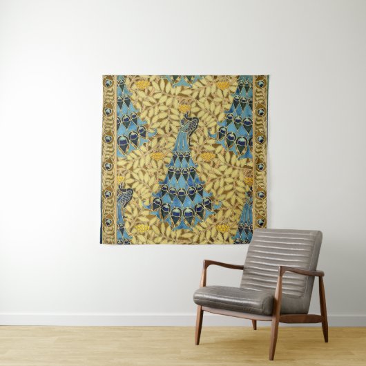 Tenture Peacocks Birds Rowan Trees Art Nouveau (En situation)