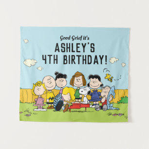 Tenture Peanuts Charlie Brown et la bande pour l'anniver