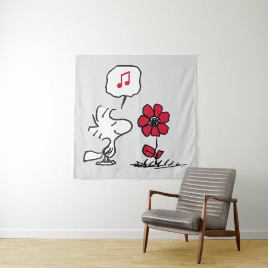 Tenture PEANUTS | Motif rouge et noir (En situation)