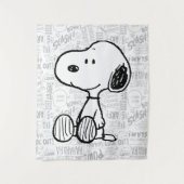 Tenture PEANUTS | Snoopy on Black White Comics (Devant)