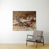 Tenture "Pêche à la truite" Art occidental de Frank Feller (En situation (horizontale))