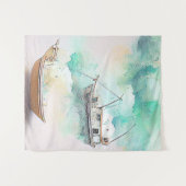 Tenture Pêche Bateau Port Paysage Nature (Devant (Horizontal))