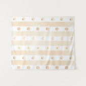 Tenture Pêche et Blancs - Coeurs, Fleur, Empreinte de patt (Devant (Horizontal))