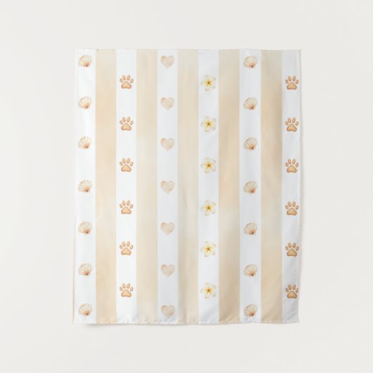 Tenture Pêche et Blancs - Coeurs, Fleur, Empreinte de patt (Devant)