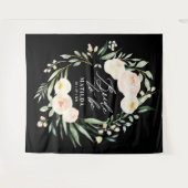 Tenture Pêche + fiancée florale verte à l'aquarelle (Devant (Horizontal))