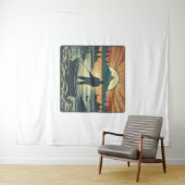 Tenture Pêche Rétro Pêche Poisson Sunset Bateau (En situation (horizontale))