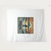 Tenture Pêche Rétro Pêche Poisson Sunset Bateau (Devant (Horizontal))