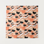 Tenture Pêcher noir blanc Motif Abstrait. (Devant (Horizontal))