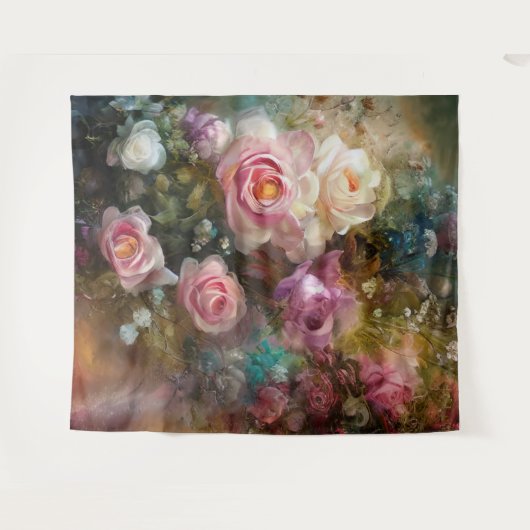 Tenture Peintes Roses Blanches Et Roses Douces De Style An (Devant (Horizontal))