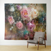 Tenture Peintes Roses Blanches Et Roses Vintage (En situation (horizontale))