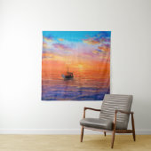 Tenture Peinture à l'huile abstraite de bateau de pêche et (En situation)