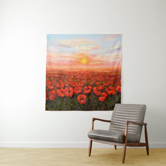 Tenture peinture à l'huile de pavot à opium (Papaver somn (En situation)