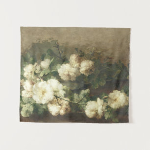 Tenture Peinture à l'huile de roses blanches vintage