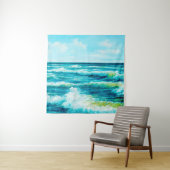 Tenture  peinture à l'huile montrant les vagues de l'océan (En situation)