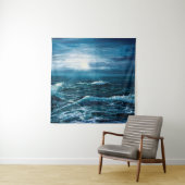 Tenture  peinture à l'huile montrant les vagues de l'océan (En situation)