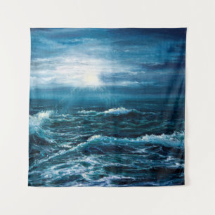 Tenture peinture à l'huile montrant les vagues de l'océan