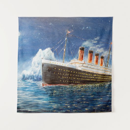 Tenture  peinture à l'huile sur Titanic et iceberg dans l' (Devant)