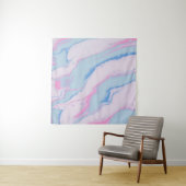 TENTURE PEINTURE ABSTRAITE BLANCHE ET BLEUE ROUGE (En situation)